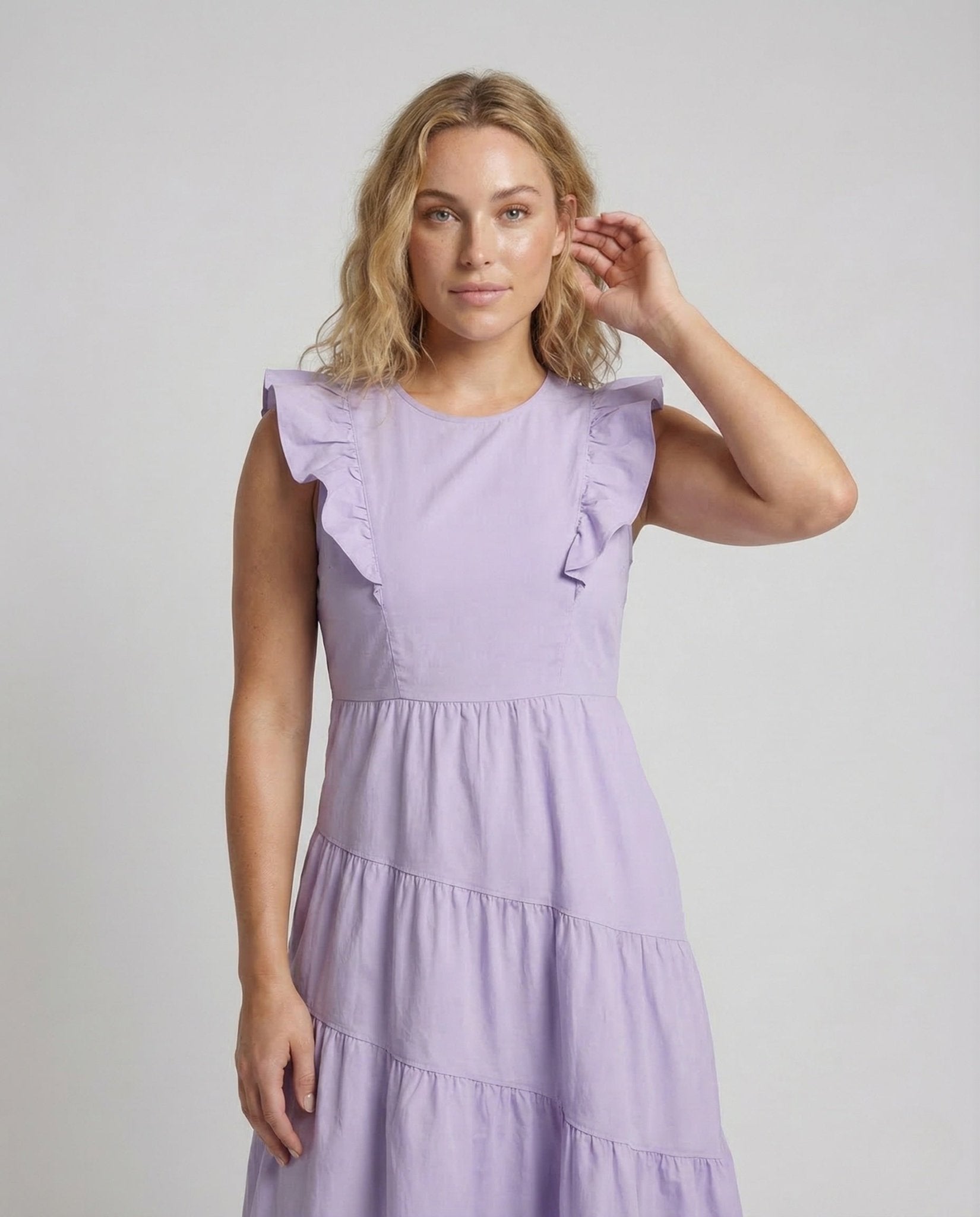 Women's Tiered Dress A - Line Ruffle Straps - Chichicherry