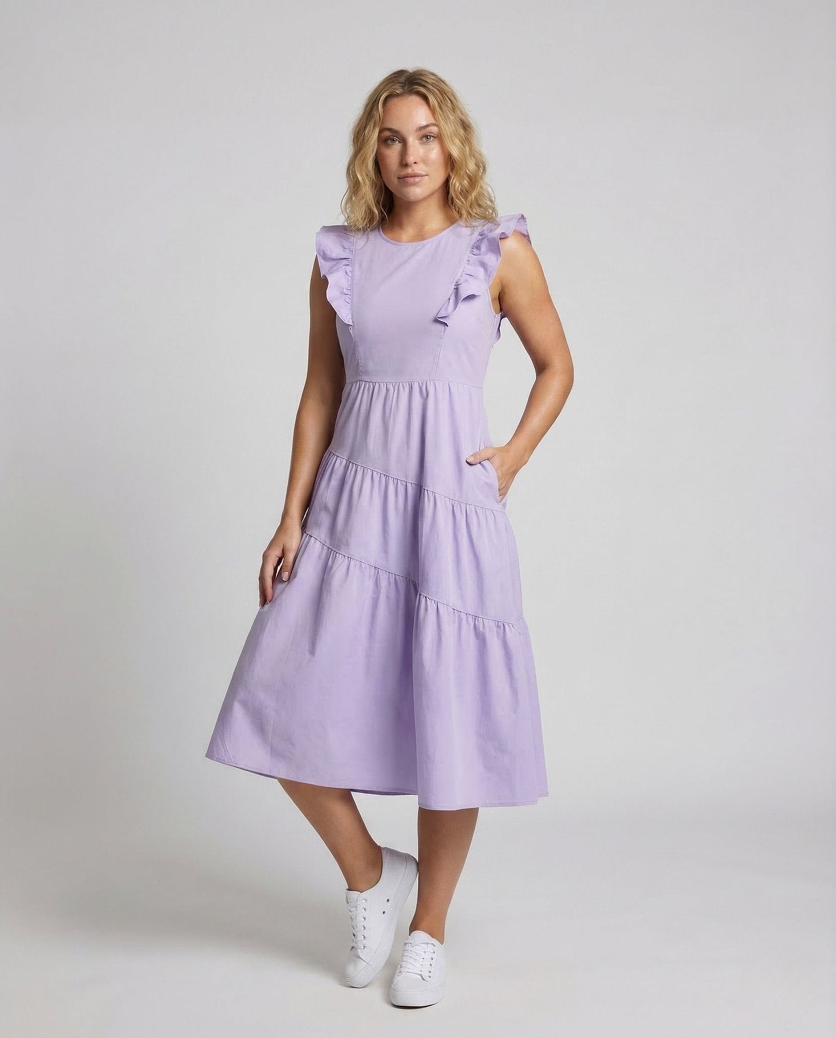 Women's Tiered Dress A - Line Ruffle Straps - Chichicherry