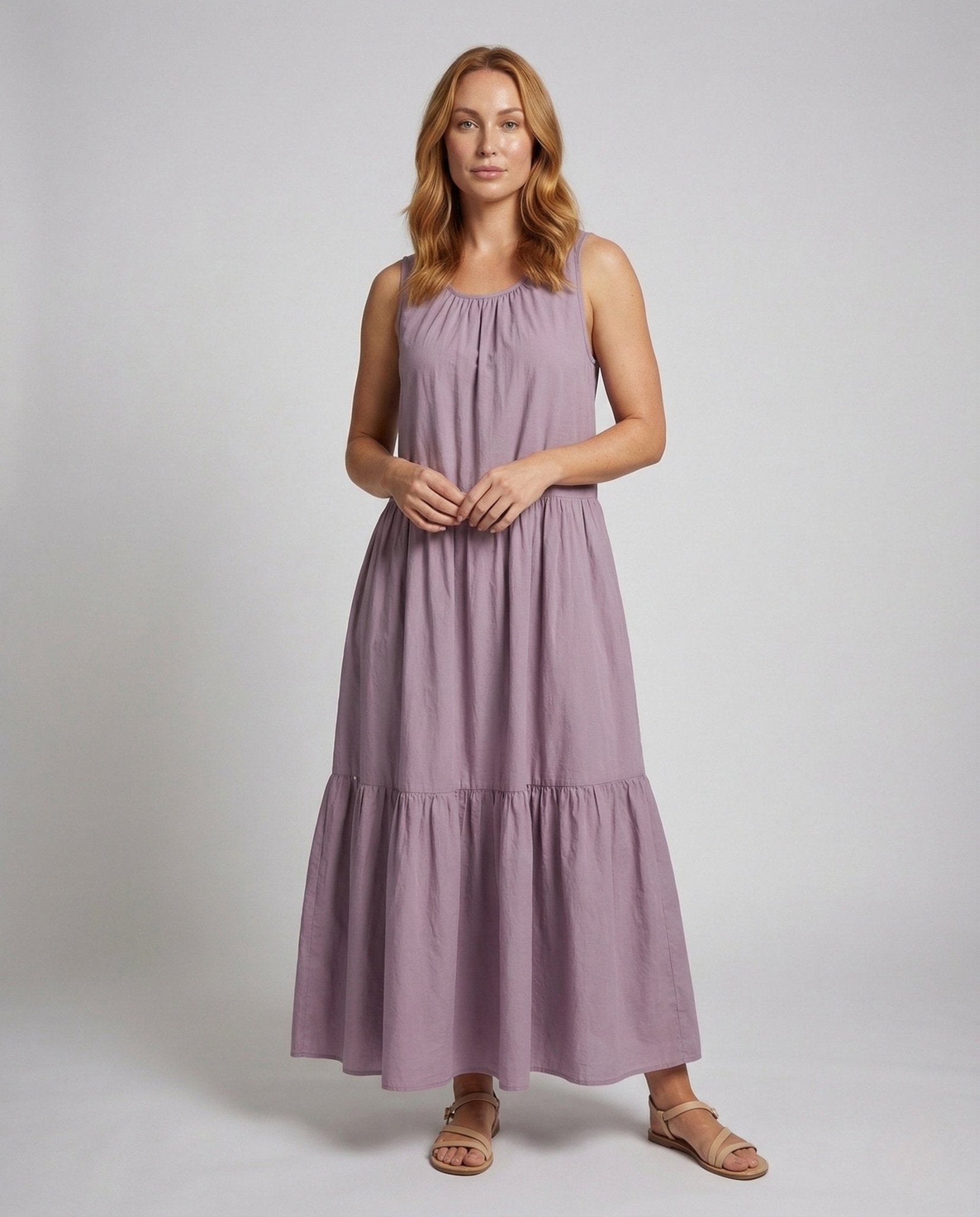 Women's Tiered Dress Sleeveless Maxi Length - Chichicherry