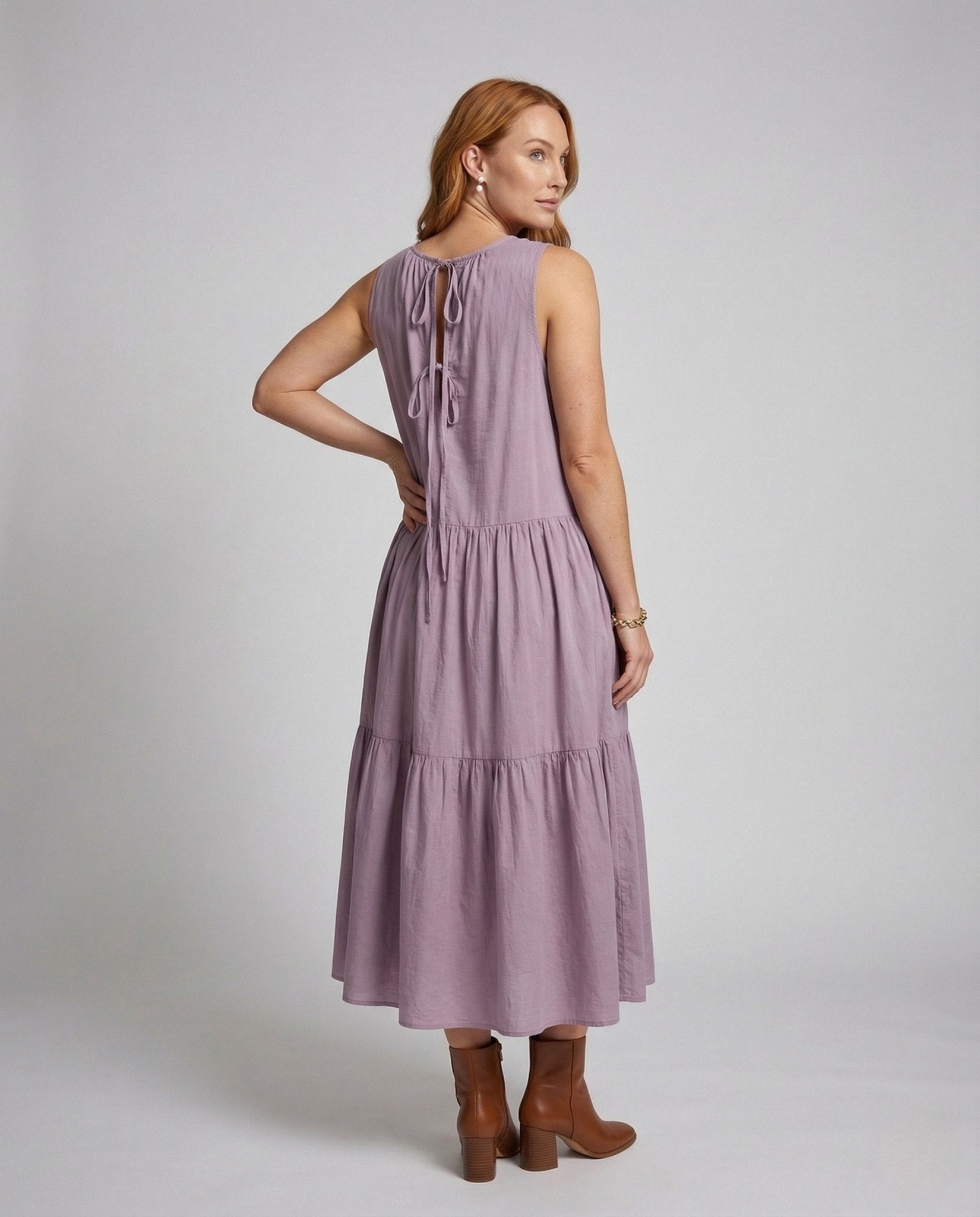 Women's Tiered Dress Sleeveless Maxi Length - Chichicherry