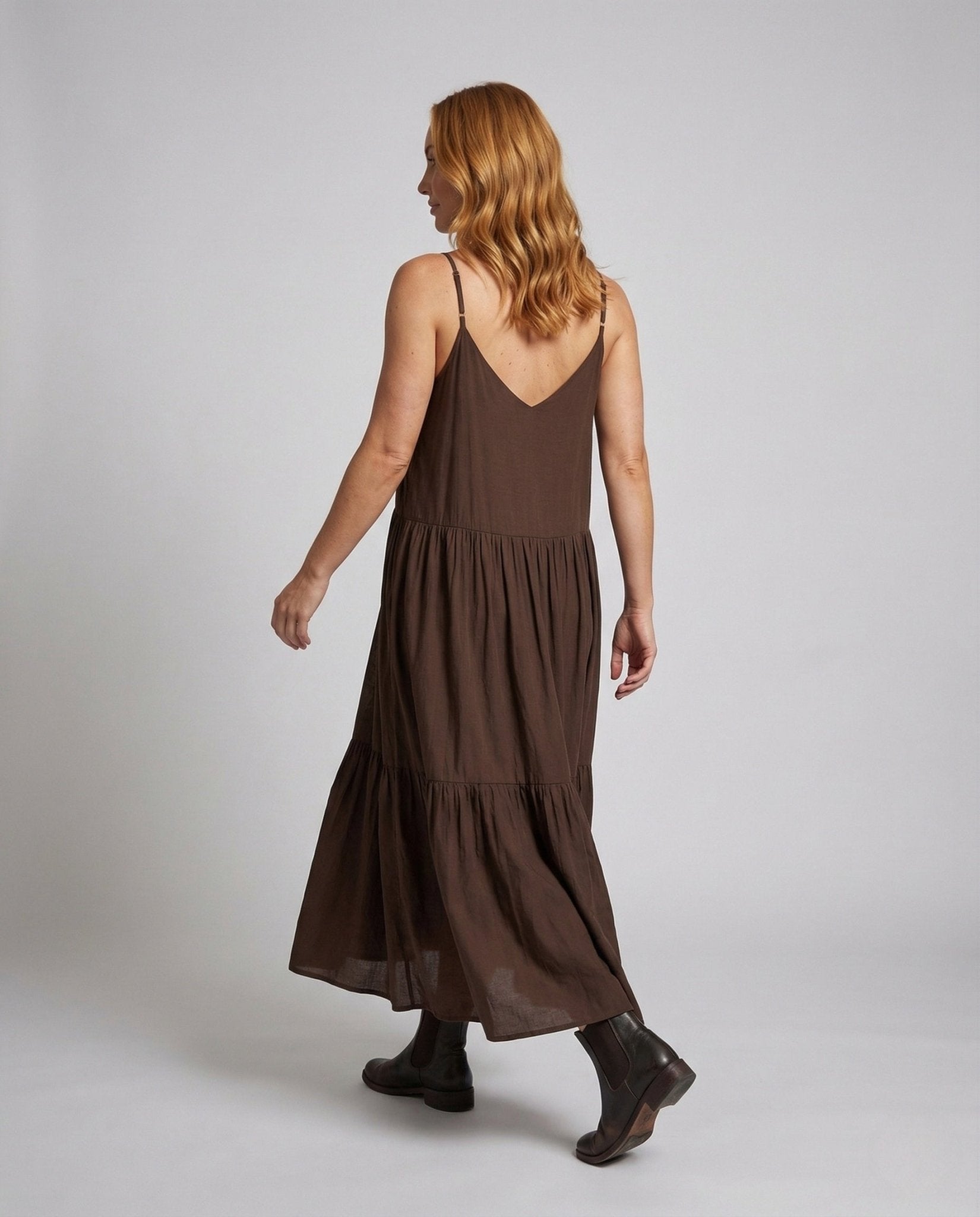 Women's tiered dress with spaghetti straps - Chichicherry