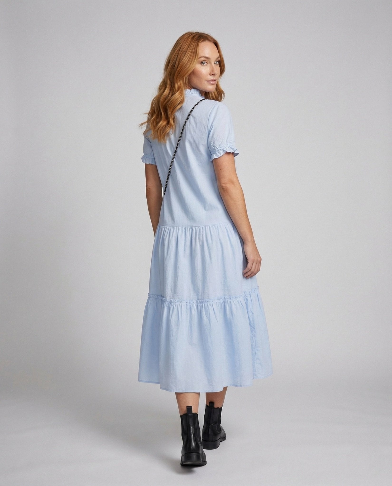 Women's Tiered Midi Dress in Country House Style - Chichicherry