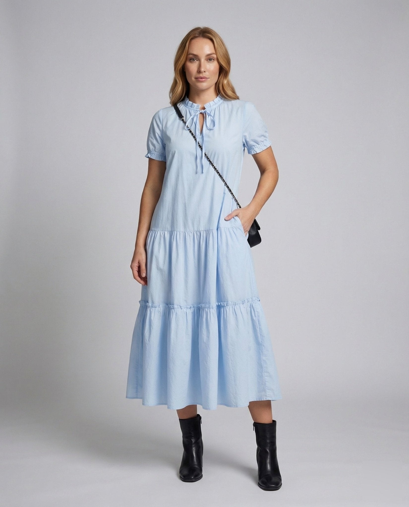 Women's Tiered Midi Dress in Country House Style - Chichicherry