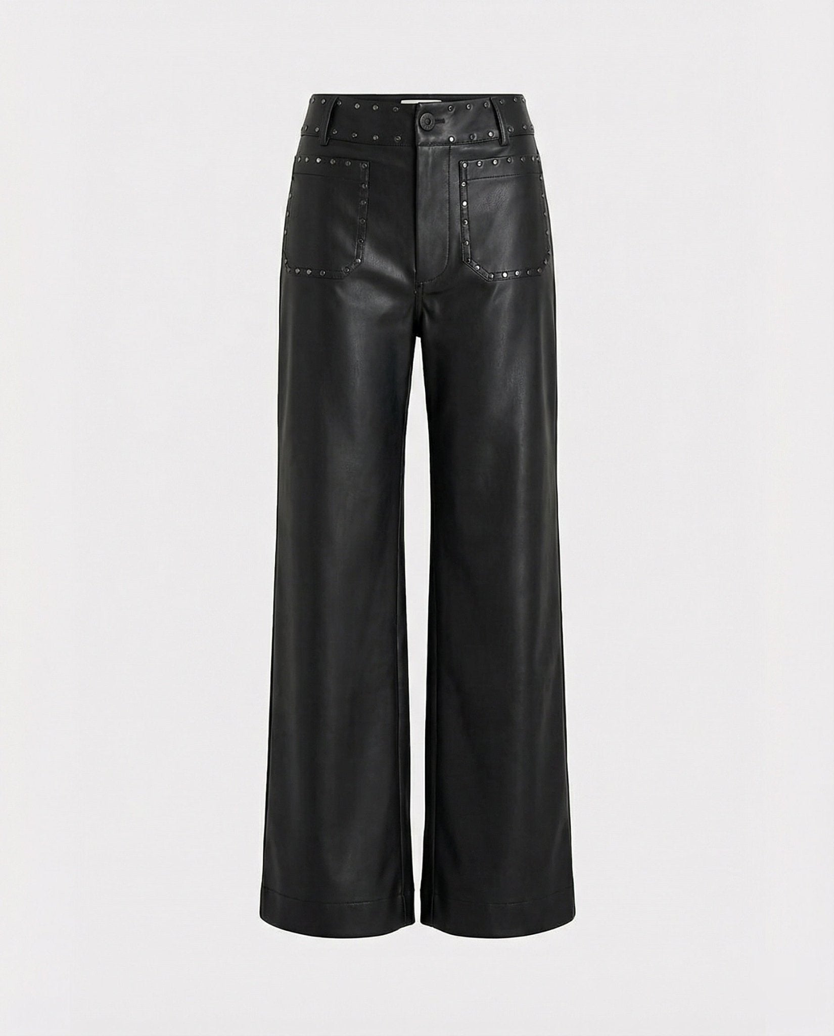 Women's trendy faux leather pants with studs - Chichicherry