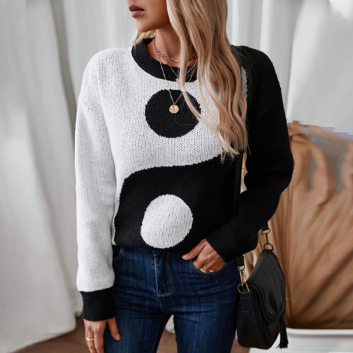 Women's Trendy Graphic Knit Sweater - Chichicherry