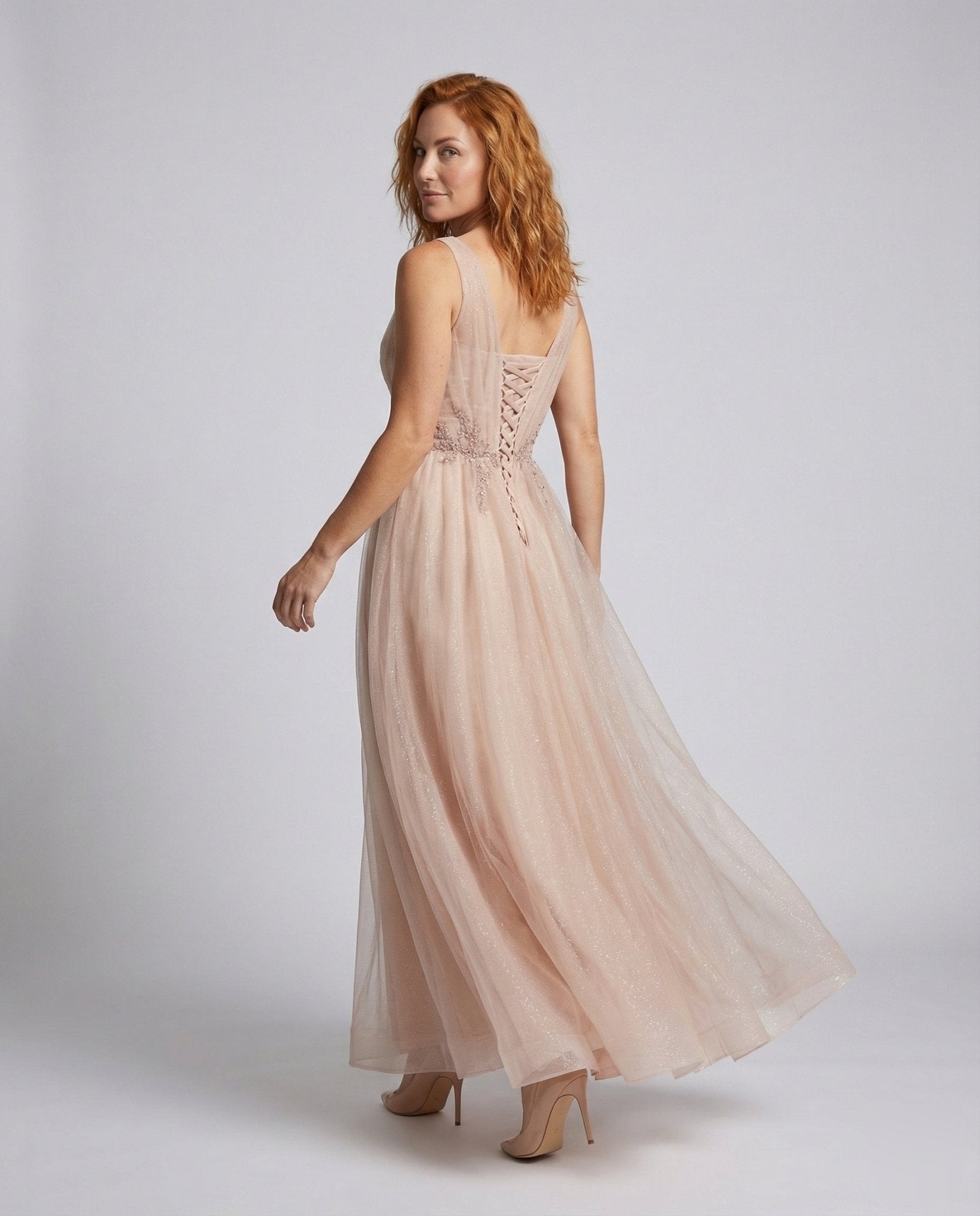 Women's Tulle Evening Dress with Sequins - Chichicherry