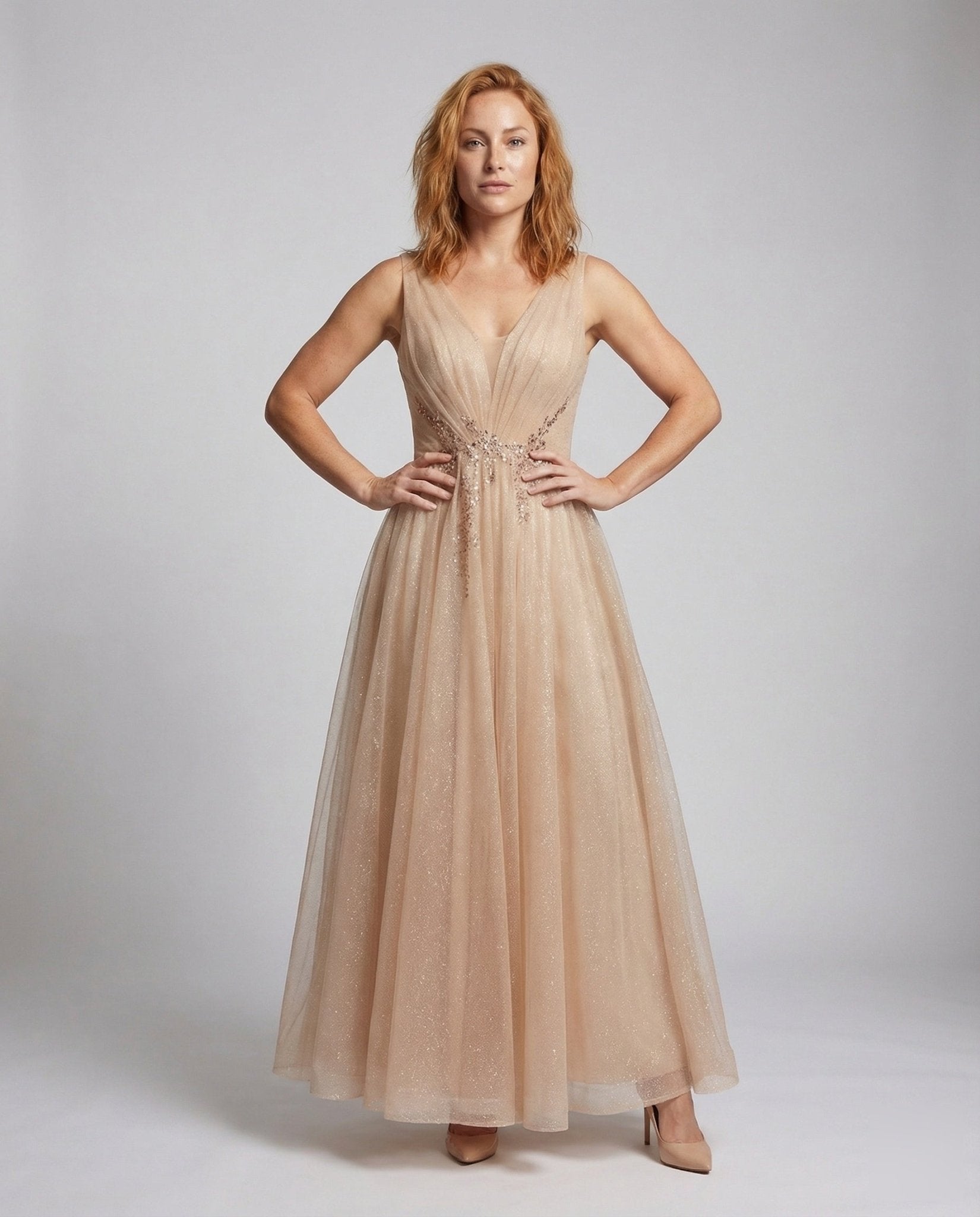 Women's Tulle Evening Dress with Sequins - Chichicherry