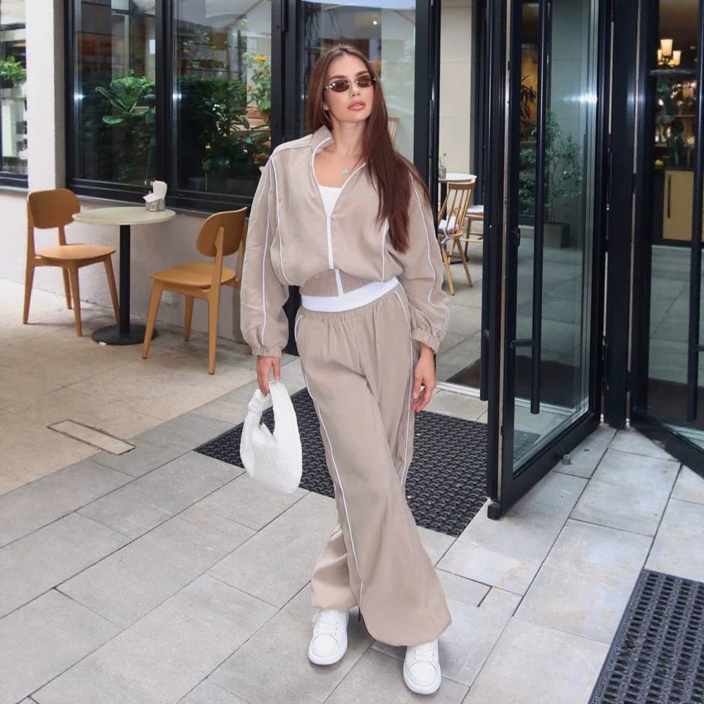 Women's two-piece sporty leisure set with zip bomber jacket and wide jogger Chichicherry - Chichicherry