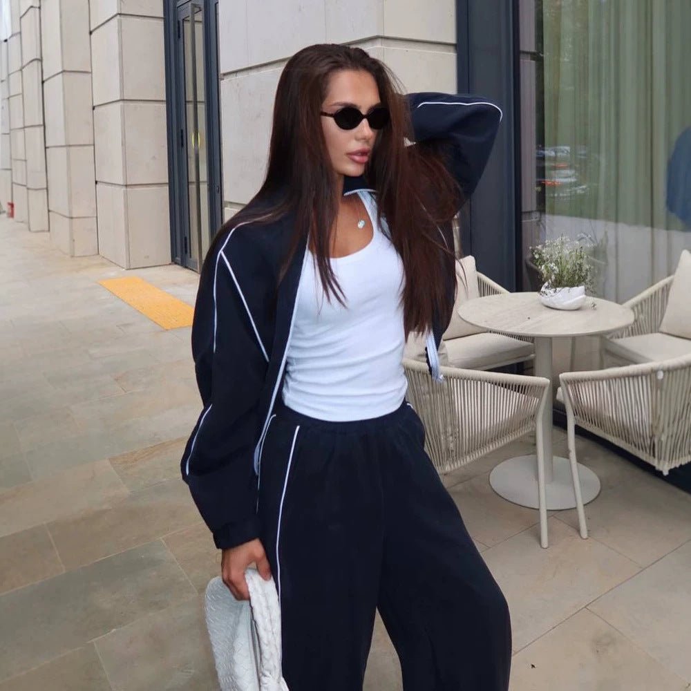Women's two-piece sporty leisure set with zip bomber jacket and wide jogger Chichicherry - Chichicherry