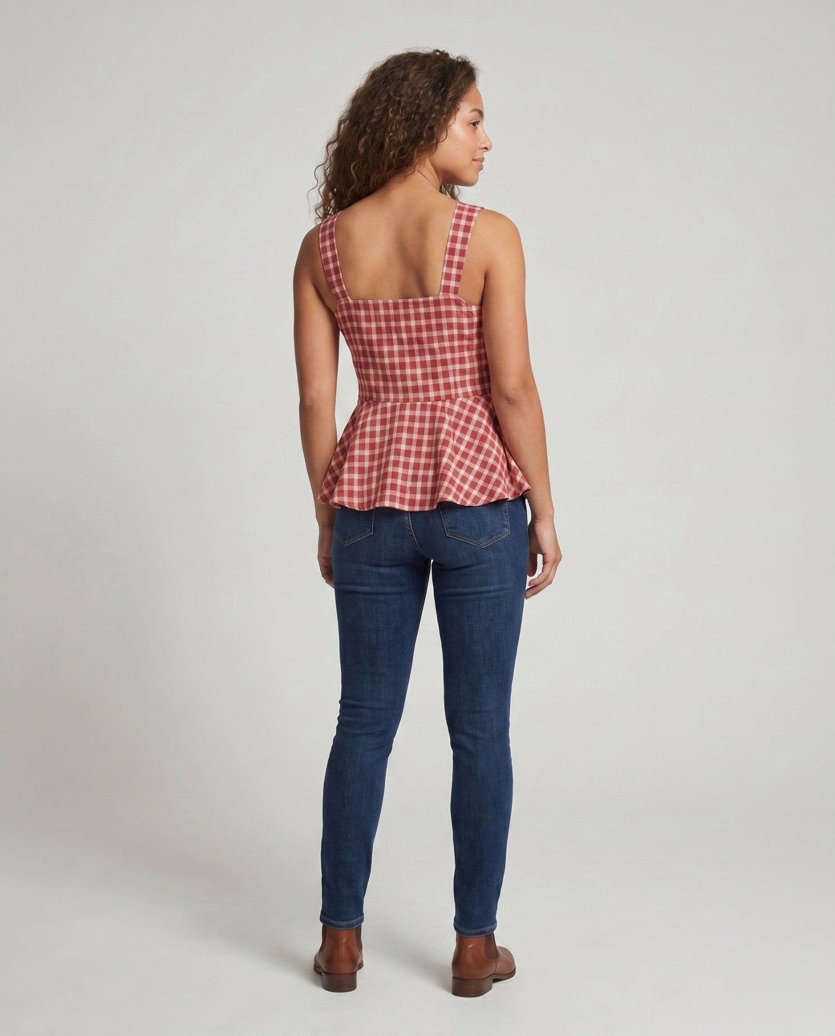 Women’s V-neck blouse shirt with wide hem and button details - Chichicherry