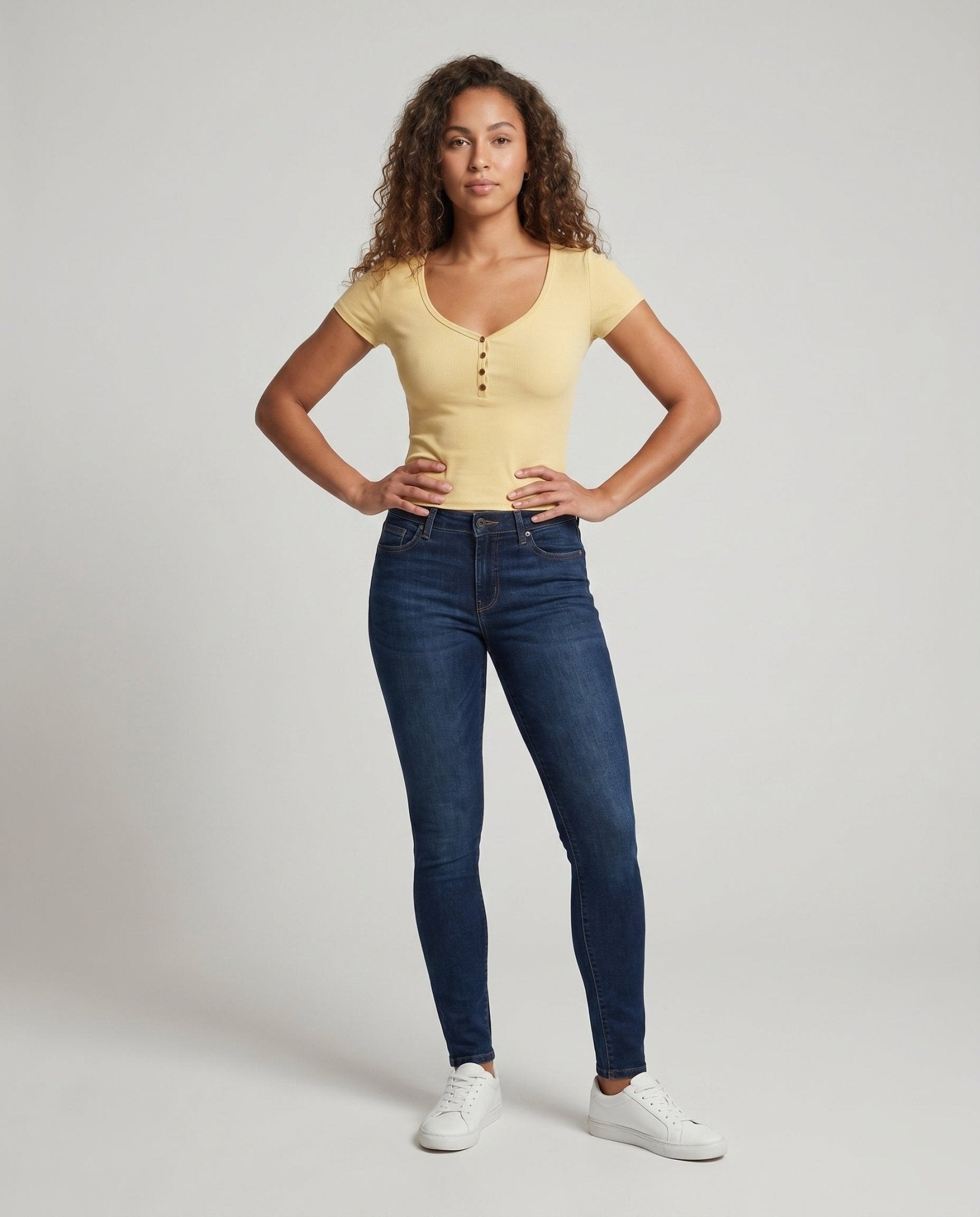 Women's V-neck short sleeve shirt with decorative buttons - Chichicherry