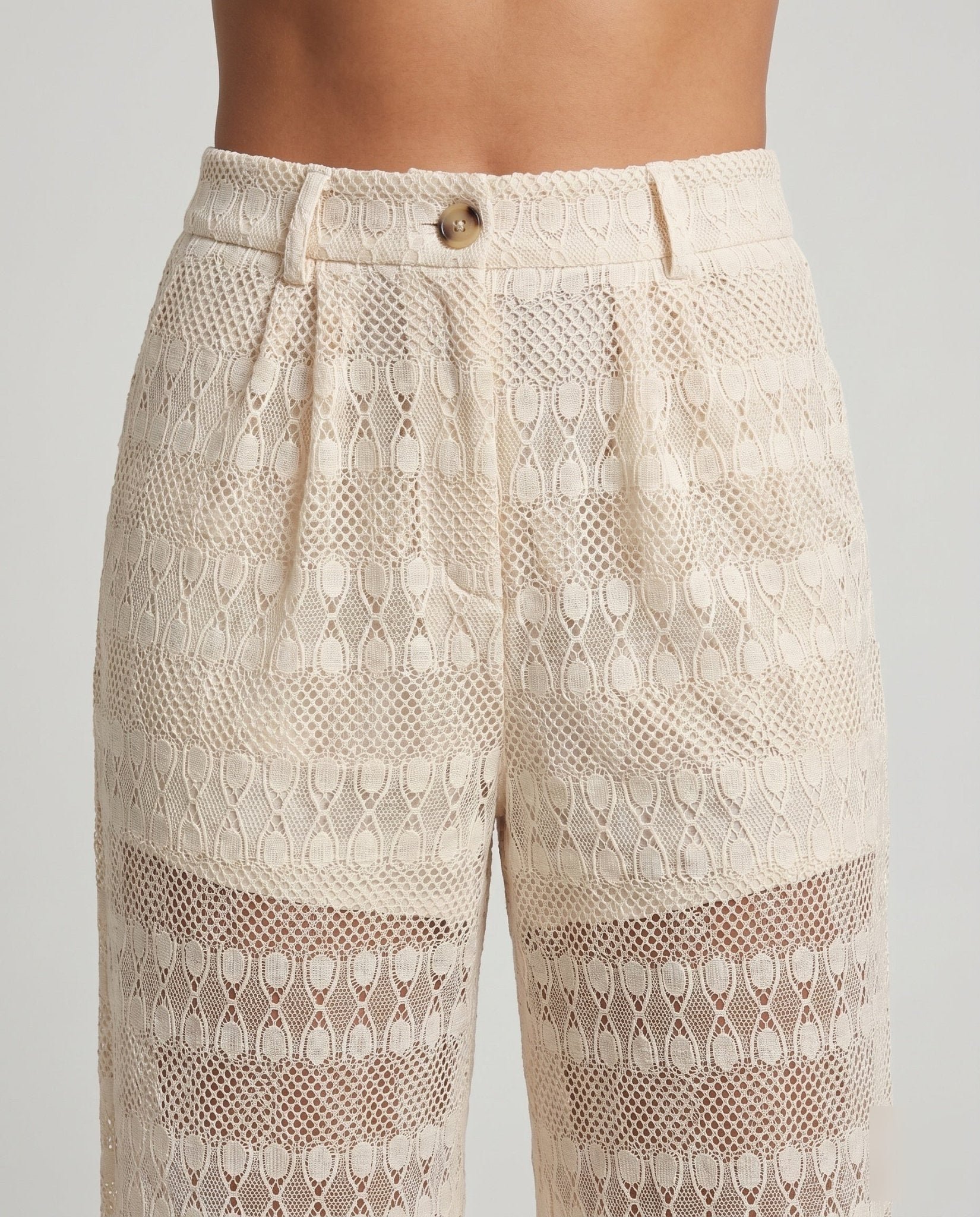 Women's wide-cut palazzo pants made of lace - Chichicherry