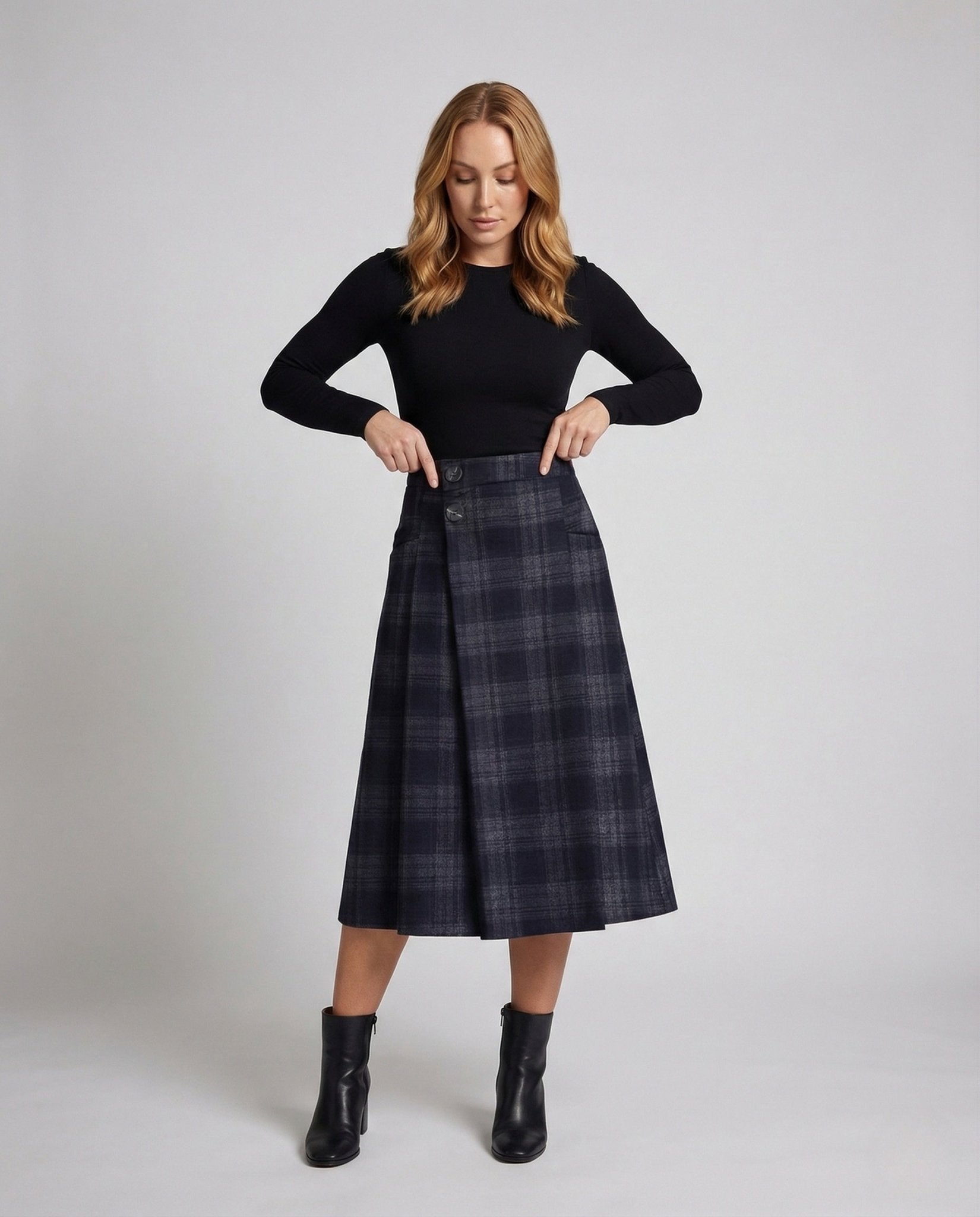 Women's Wool Blend A - Line Skirt - Chichicherry