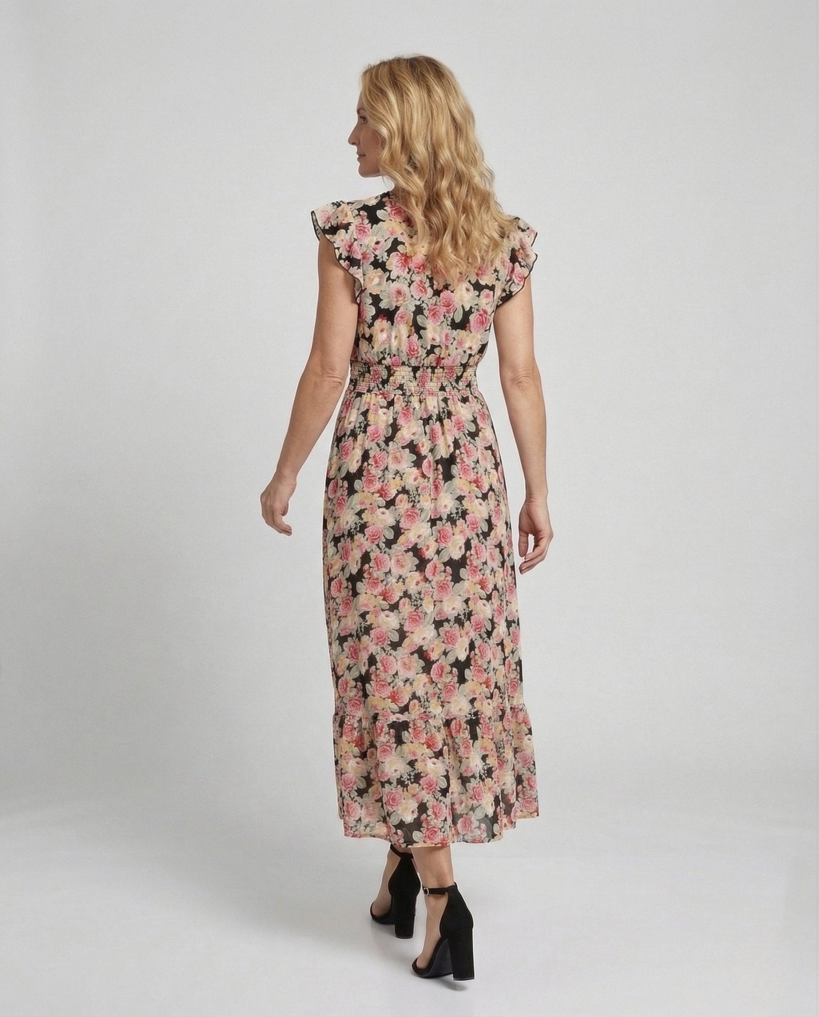 Women's Wrap Maxi Dress with Ruffle Tier - Chichicherry