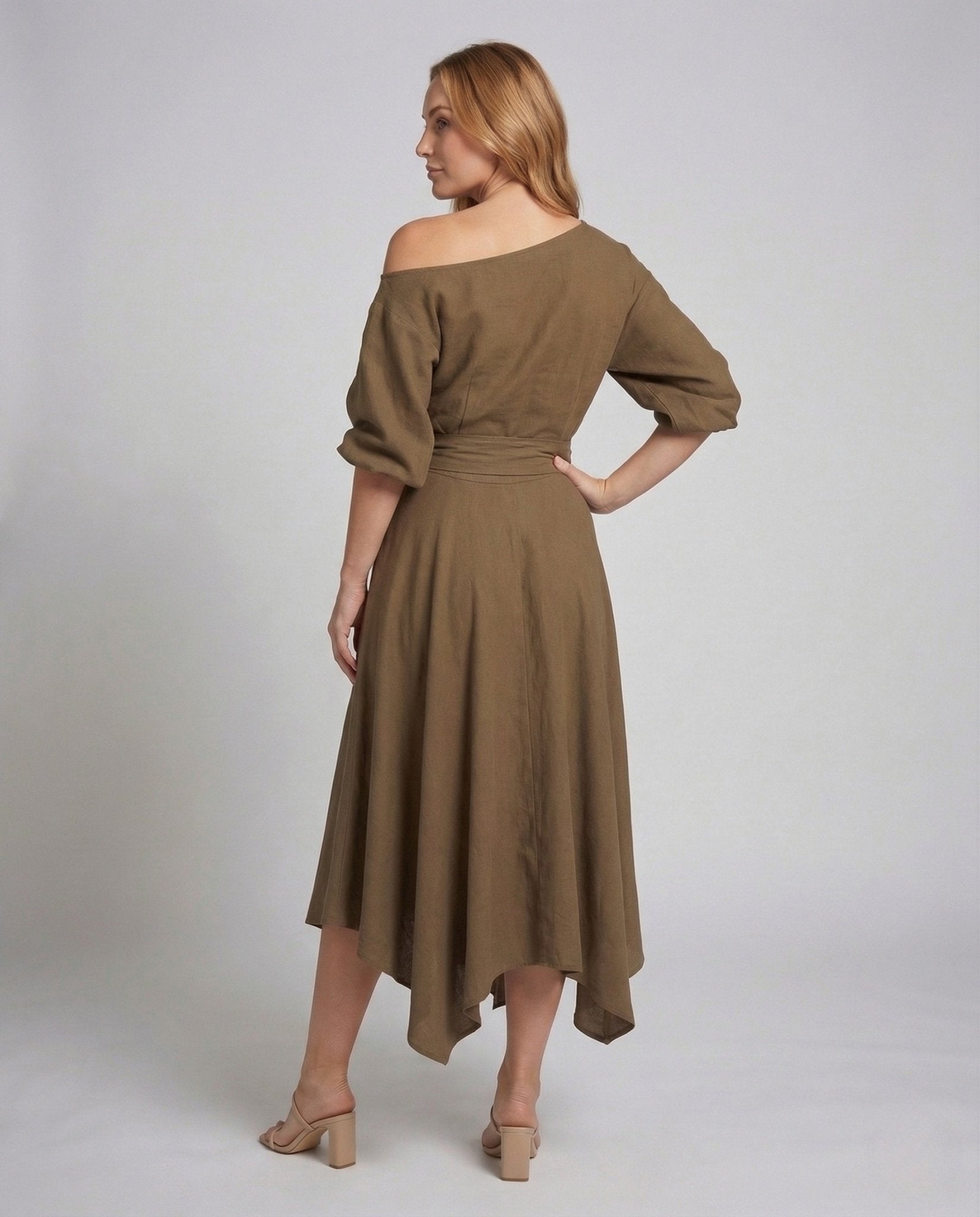 Women's Wrap Midi Dress Godet Skirt - Chichicherry