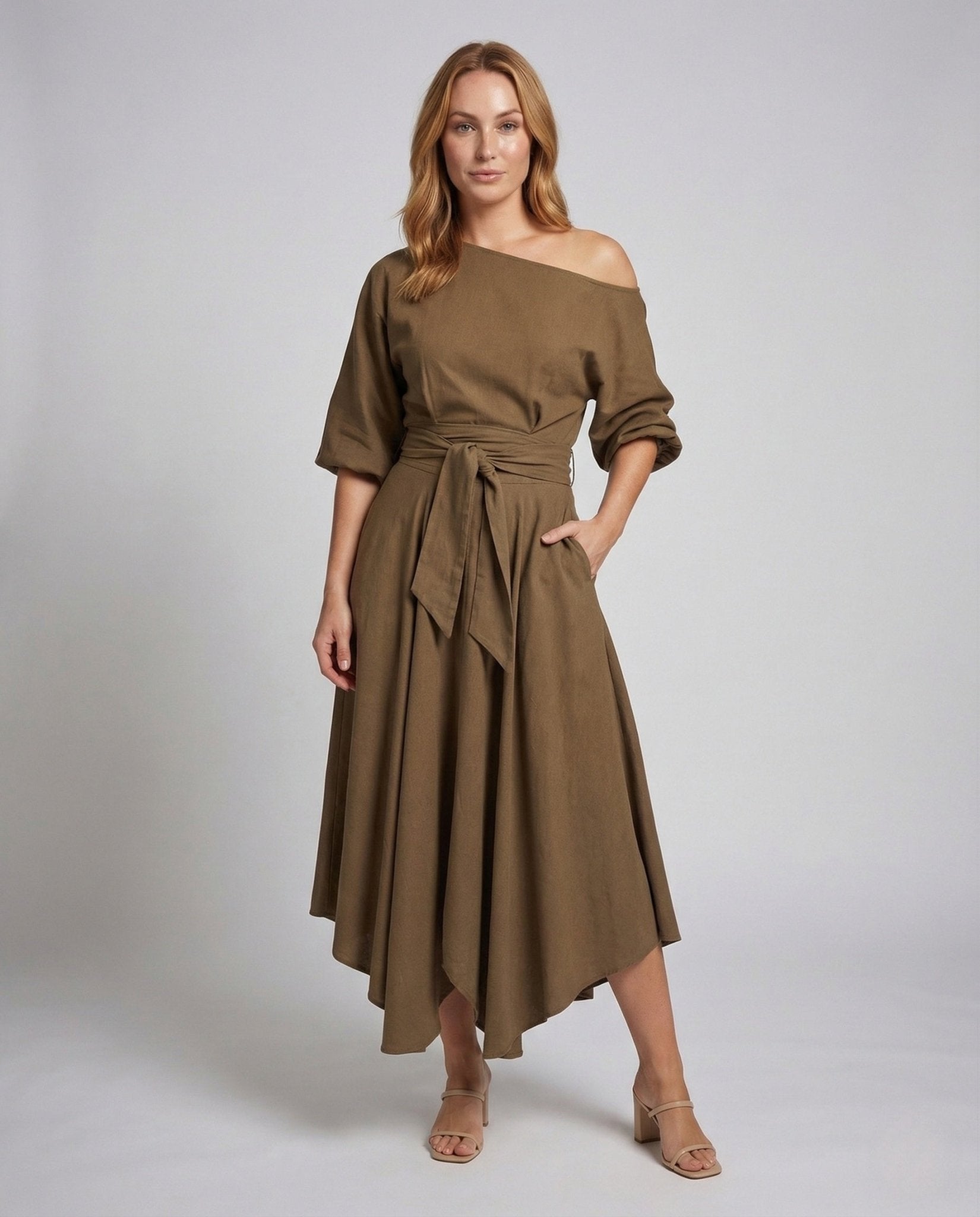 Women's Wrap Midi Dress Godet Skirt - Chichicherry