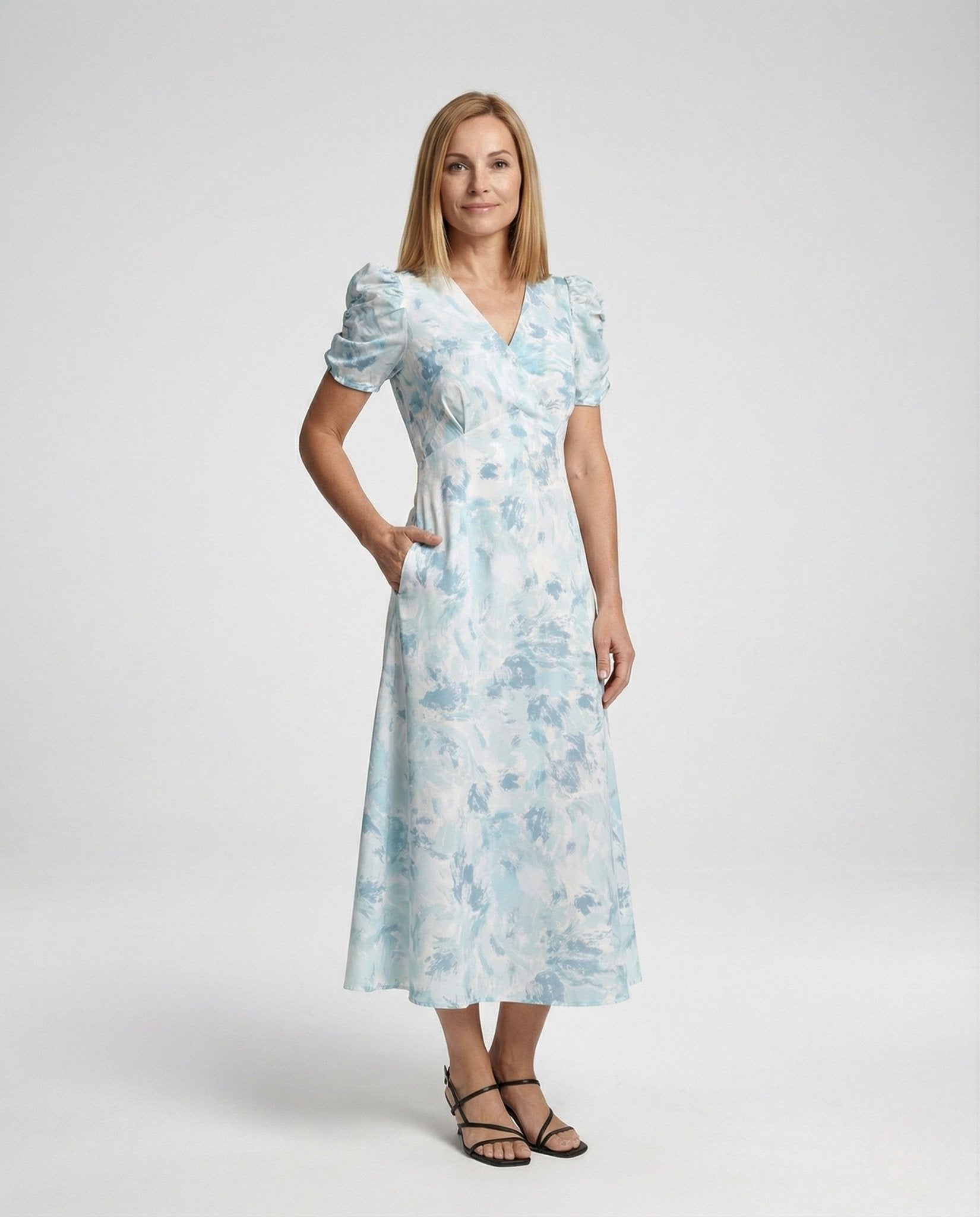 Wrap dress with puff sleeves empire women - Chichicherry